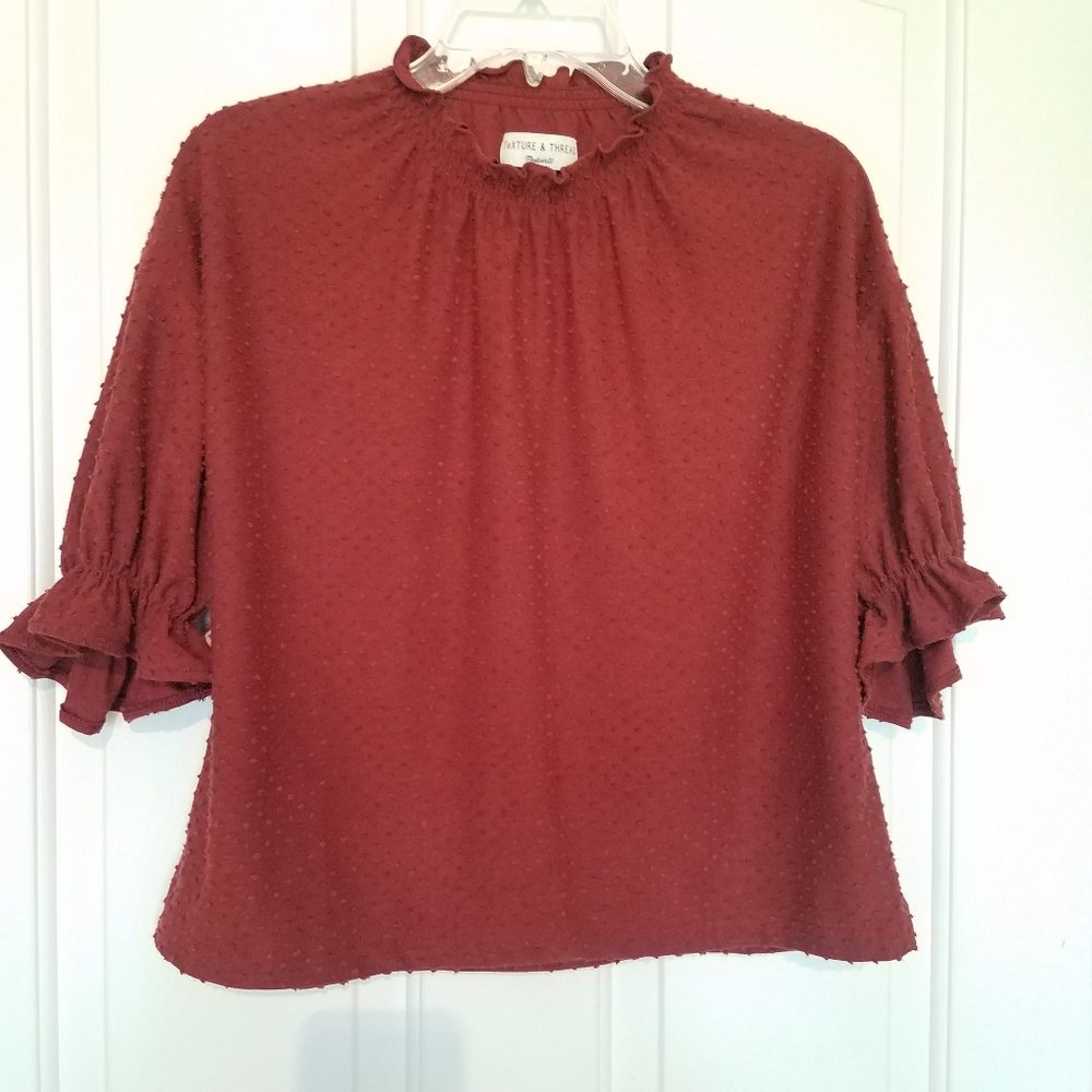 Madewell Texture & Thread Ruffle Top Size Small - Picture 10 of 11